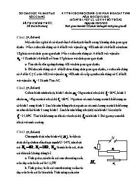 Đề và đáp án thi chọn học sinh giỏi cấp tỉnh Vật lí lớp 9 - Năm học 2012-2013 - Sở GD & ĐT Bắc Giang